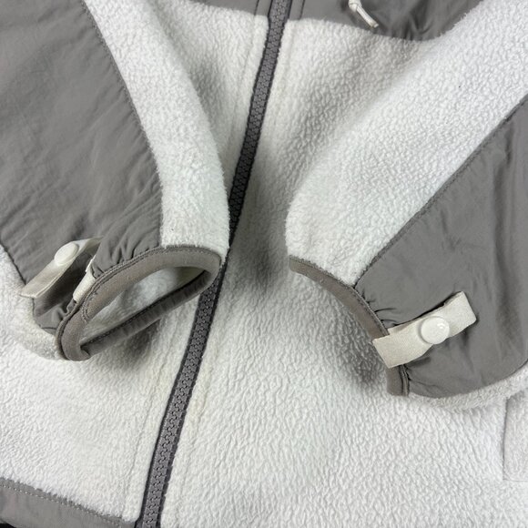 The North Face TNF Denali Jacket Women Small Grey White Polortec Full Zip Fleece - Picture 2 of 16